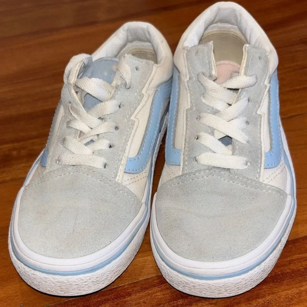 Vans Stylish Kids Sneakers in Light Blue and White size 2.5
